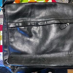 Frye Black Leather Messenger Bag